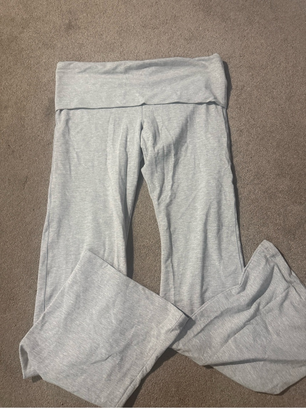 PINK Victoria's Secret Light Gray Fold-Over Waist Boot-Cut Lounge Pants